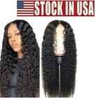 Human Hair Lace Front Wig Brazilian Womens Long Curly Wavy Hair Wigs Black USA