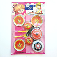 Vintage Dime Store Doll KITCHEN TOOLS Cookware Set Dollhouse Tiger Pots  Pans