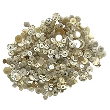 Vtg White Buttons Mother of Pearl Shell Plastic Metal 2, 4 Hole Shank 3/8-1 1/8"