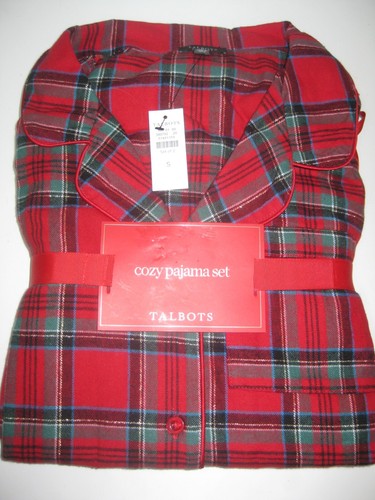 Talbots (2) piece Flannel Pajama Set Red Plaid Women' SMALL