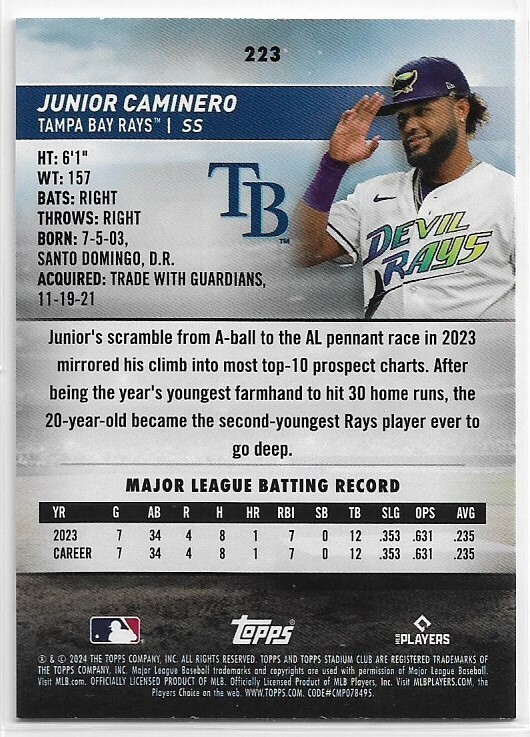 スポーツ選手 MLB - Topps stadium club junior caminero s-l1200.jpg