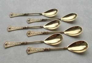 RAR 6 Kaffeelöffel 800 Silber um ca 1880 Koch /& Bergfeld