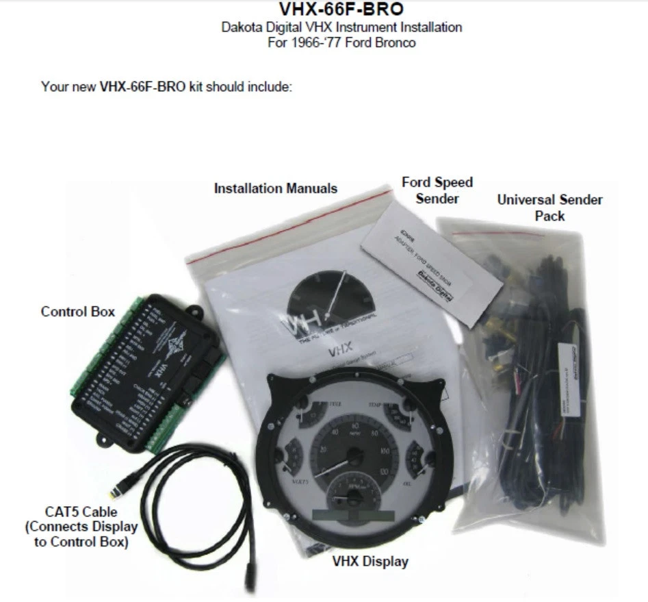 Dakota Digital 66-77 Ford Bronco Analog Gauge System Carbon Blue VHX-66F-BRO-C-B - Image 4 of 4