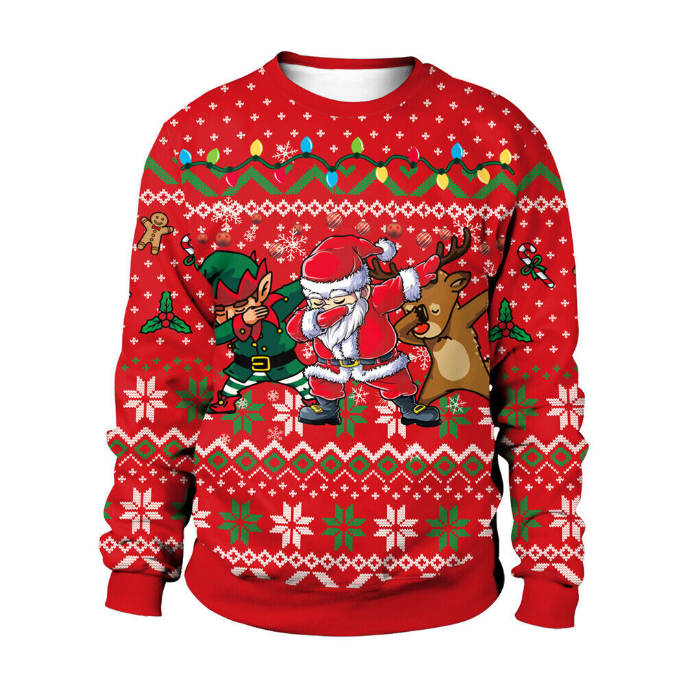 Women Men Christmas Ugly Sweater Jumper Pullover Tops Unisex Creative