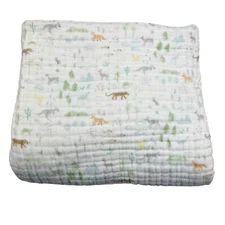 Aden + Anais 4 Layer Quilt Baby Blanket Cotton Muslin Animals Trees World Map
