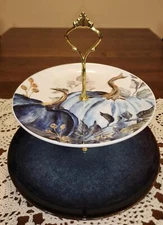 Thanksgiving 2 Tiered Cake Stand Tiered Tray, Autumn Fall Decor Farmhouse Decor 