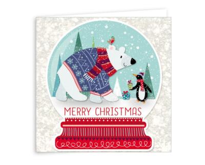 6 Stück handgefertigte Weihnachtsgrußkarten Schneekugel Design