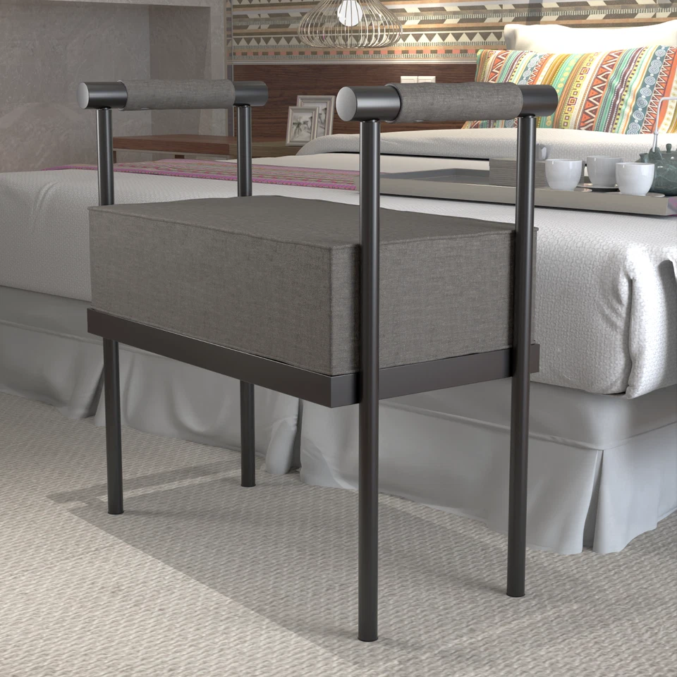 Современная мягкая скамейка сиденье оттоманка скамейка с подлокотниками подножкой ножной стул - Изображение 2 из 4