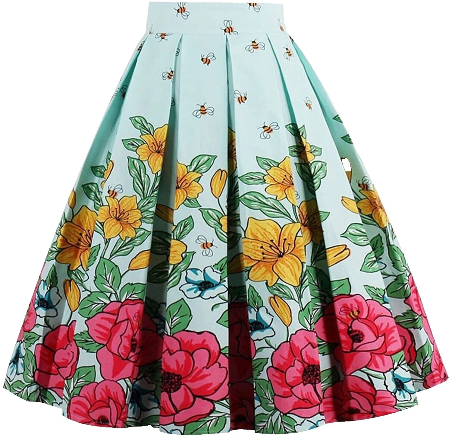 Faldas plisadas floral alta