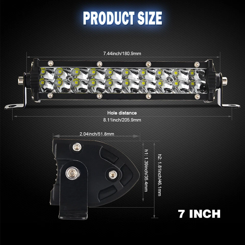 Barra de luces LED de trabajo de 7 pulgadas 600 W combo de punto de inundación lámpara antiniebla todoterreno para conducir camión Foto 2 de 4