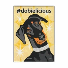 Retro Pets Magnet, Hashtag Dog Series, Doberman Pinscher (Dobbie), 2.5" x 3.5"