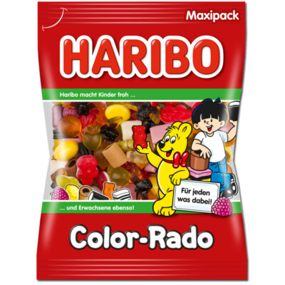 (6,47 /1kg) Haribo Color-Rado, Fruchtgummi, Lakritz, 1 Kg Beutel
