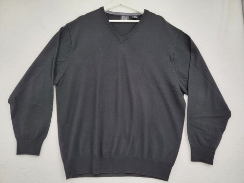 Merino Wool Sweater Men's XXL Black V 