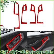 Red Carbon Fiber Interior Window Lift Switch Panel Cover For VW Jetta MK6 11-18