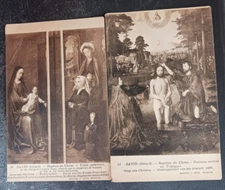 postcard lot 2 art David Gerard Baptism of Christ altarpiece side central panels