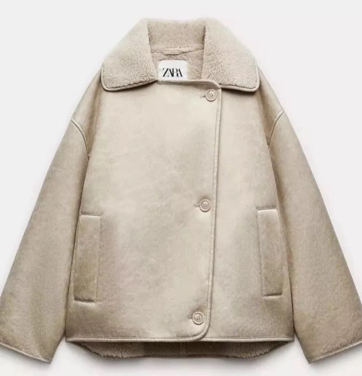 【美品】 2way dad jacket ベージュ ZARA NEW WOMAN ZW COLLECTION DOUBLE-FACED JACKET BEIGE 3548