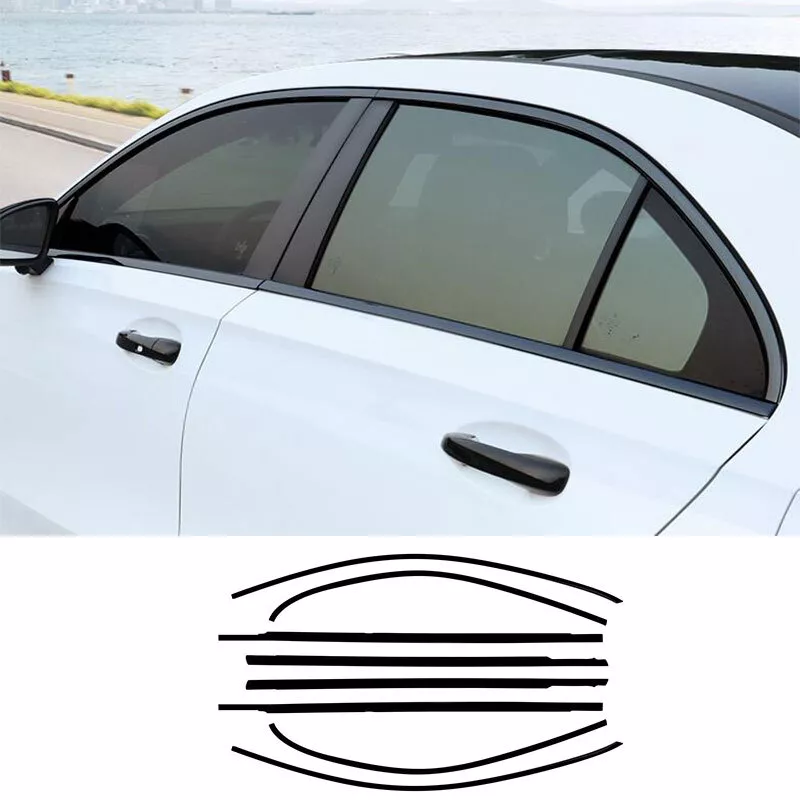 For Benz A-Class W177 2019-22 Black Steel Window Molding Trim Decoration  Strips