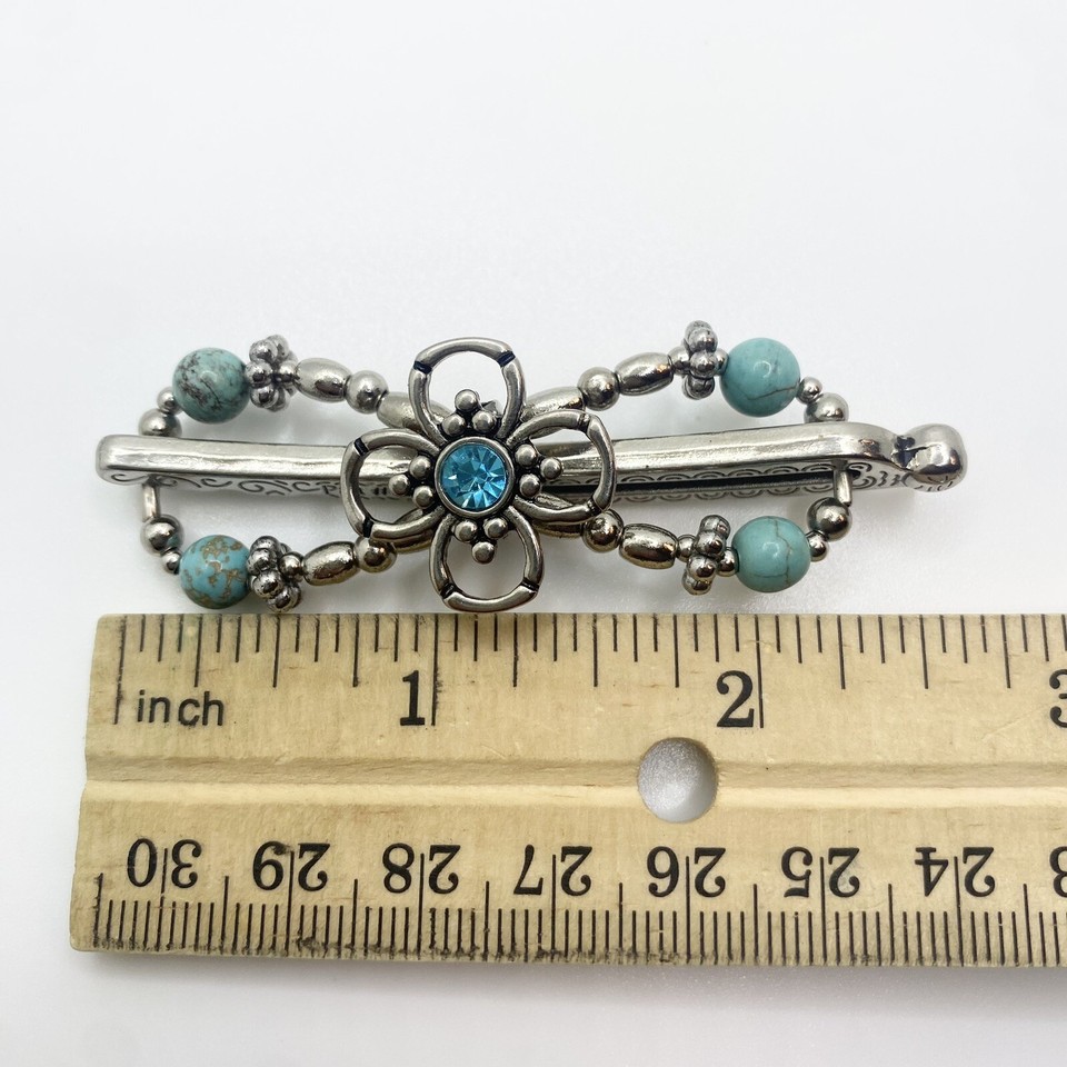 TRANQUILITY XS Lilla Rose Flexi 8 Hair Clip 2461 Teal Cross Silver LEFT