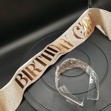 Happy Birthday Girl Sash Tiara Crown Set Party Supplies