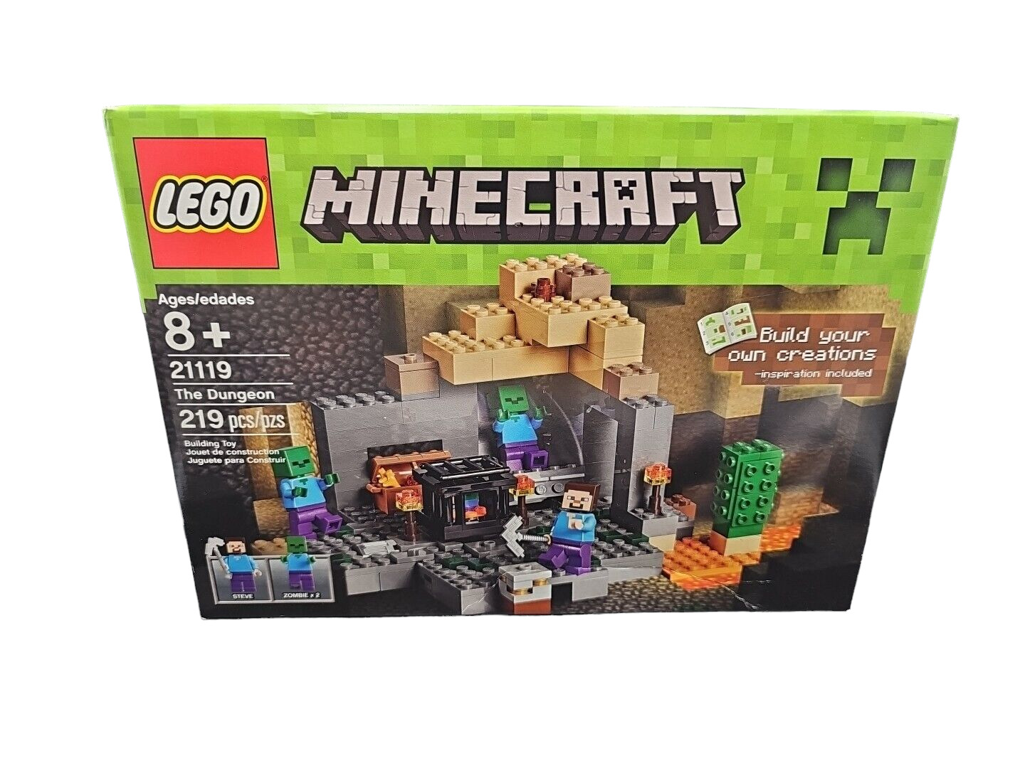 SEALED LEGO Minecraft 21119 - The Dungeon 219 Pcs w/ Zombies & Steve - Retired