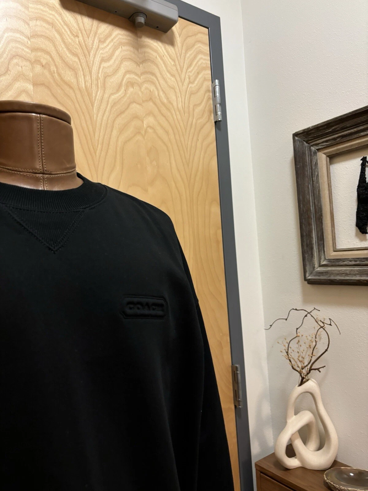 Maglione girocollo Designer COACH Essential Classic Heritage nero taglia L ($250)