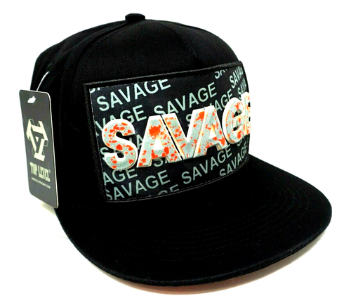 SAVAGE Snapback Cap Hat 100% Cotton Adult OSFM Black NWT - Picture 2 of 6