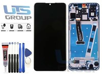 FüR Huawei P30 Lite Lcd Bildschirm Display Touchscreen Blau Rahmen.