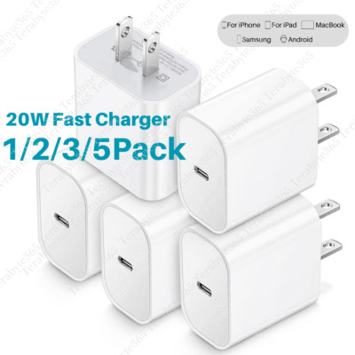 1-5 Pack 20W Type USB-C Fast Charger Adapter Block For iPhone 15 14 13 12 11 Lot