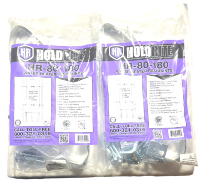 Water Heater Restraint 180 Degree Up to 80 Gallons HR-80-180 - LOT of 2