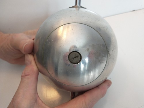 Gyrosphere (?) 5" Diameter Metal Orb on Wood Display for Parts or Restoration - Picture 6 of 7