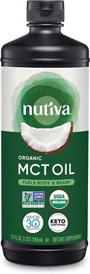 Nutiva Organic MCT Oil Unflavored 32 Oz USDA Organic Non-GMO Neutral Flavor USA