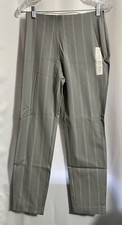 A New Day Women  s Gray Stripe High Rise Side-Zip Skinny Ankle Pants Size 6/R New