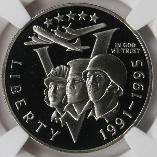 1991-1995 P 50c WWII Anniversary Half Dollar NGC PF69 Ultra Cameo - Picture 3 of 4