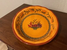 The Marketplace Bakeware Handpainted Floral Ruffled Pie Pan 10"