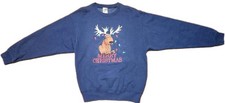 Fruit of The Loom Merry Christmas Reindeer Sweatshirt M Vintage USA MADE Sweater