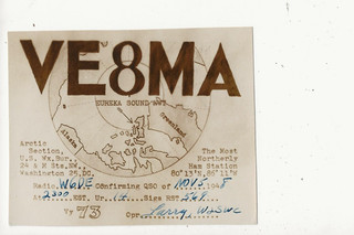 1948 VE8MA Eureka Sound N.W.T. 80 degrees north Canada QSL radio postcard