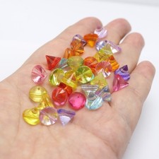 100 Mixed Color Transparent Acrylic Rock Punk Faceted Spike Tape Beads 10X8mm