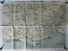 Road and Rail Routes SUSSEX - Vintage County Map c1950 Worthing Rye Hastings