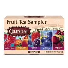 Celestial Seasonings Fruit Tea Sampler Herbal Caffeine Free 18 Tea Bags Box