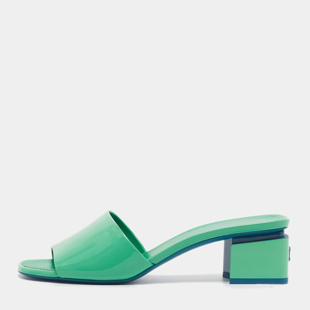 Chanel Size 39 Green Patent Leather Slide Sandals | eBay