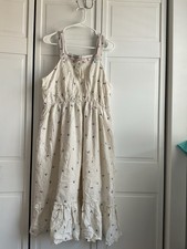 Boulevard White Embroidered Floral Drawstring Sundress Strappy Sleeveless XL