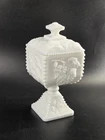 Vintage Westmoreland Milk Glass Beaded Footed Grape Vine Candy Dish, Compote box