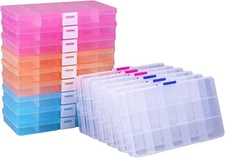 Lawei 15 Pack Plastic Jewelry 6.9 x 3.9 x 0.9 inch, Blue Pink Orange Clear 