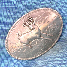 Sportsmans Whitetail Buck Belt Buckle Deer Hunter Cowboy SSPGP Vtg Aminco.GMP306