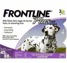 FRONTLINE PLUS flea  tick treatment - dogs 45 to 88 LBS. Epa approved -3 doses