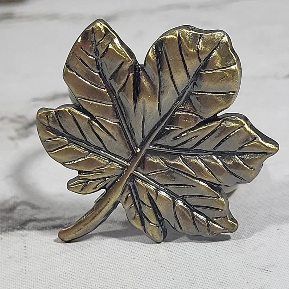 Juego de 10 servilleteros de metal con hoja de arce brillo acabado bronce antiguo vacaciones Foto 3 de 4