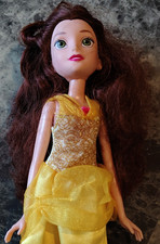 Disney Belle Fashion Doll Light Complexion Brown Wavy Hair Yellow Dress
