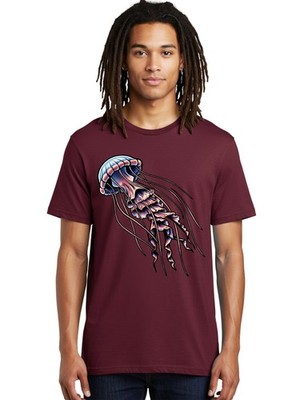 Jellyfish-Tattoo-Design Mens Graphic Tee,100% Cotton,Casual Summer Wear