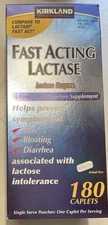 Kirkland Signature Fast Acting Lactase, 180 Caplets New In Box NOS