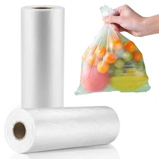 350/Roll 14"x20" Plastic Clear Produce Bag On Roll Grocery Kitchen Food Storage